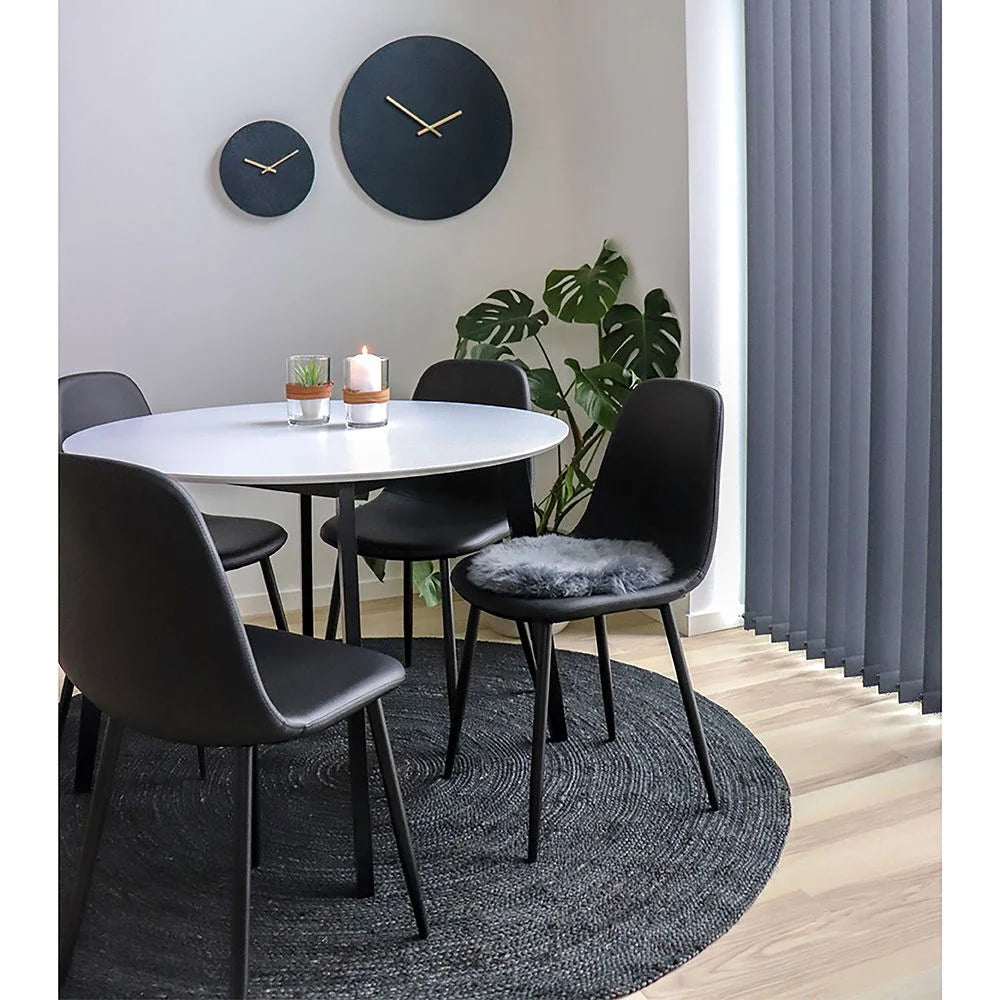 Set de 2 chaises de salle à manger noires en simili cuir avec pieds fuselés noirs