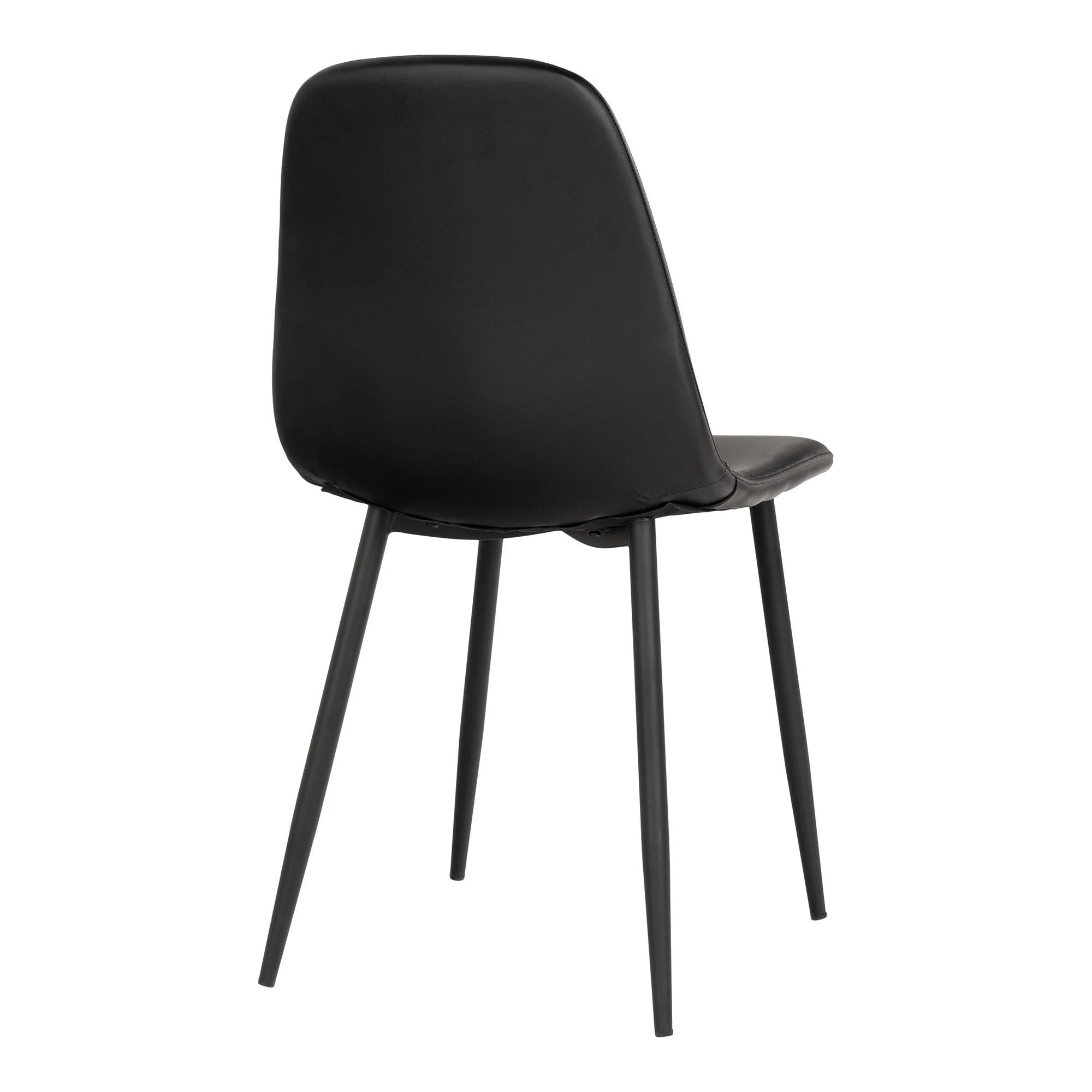 Chaise de salle à manger noire en simili cuir avec pieds fuselés, lot de 2