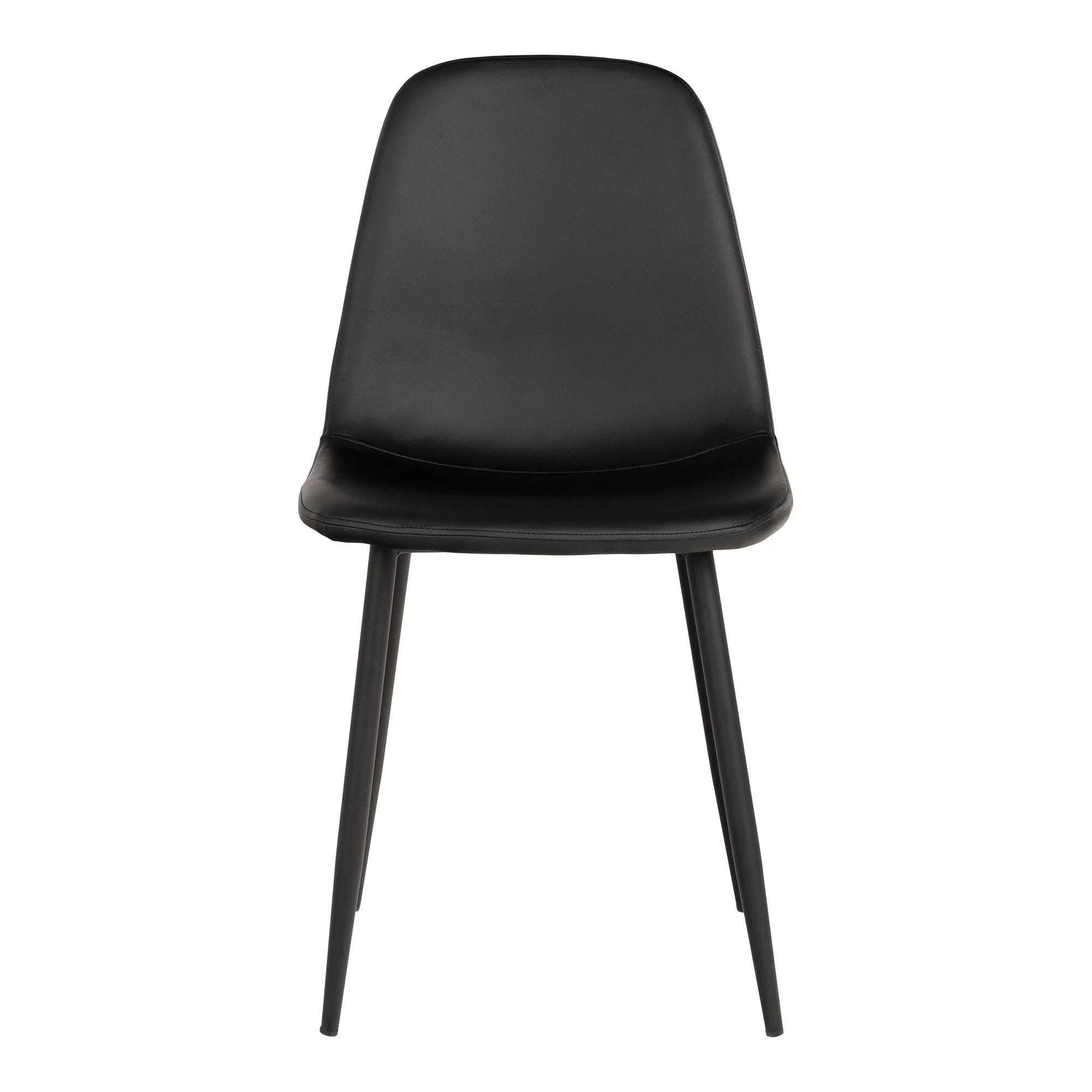 Chaise de salle à manger noire en simili cuir avec pieds fuselés, lot de deux