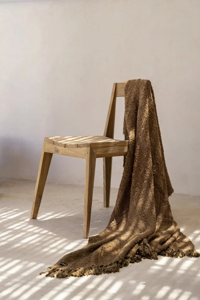 Chaise en bois avec jeté marron pour la salle à manger Paxi Naturelle Extérieure