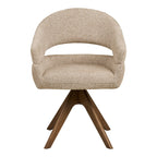 Chaise pivotante sable avec accoudoirs, dossier courbé et base étoilée chêne