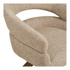 Chaise pivotante tissu sable beige texturé, bois chêne, accoudoirs