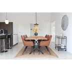 Chaise en simili cuir marron capitonné, pieds métal noir - Set de 2