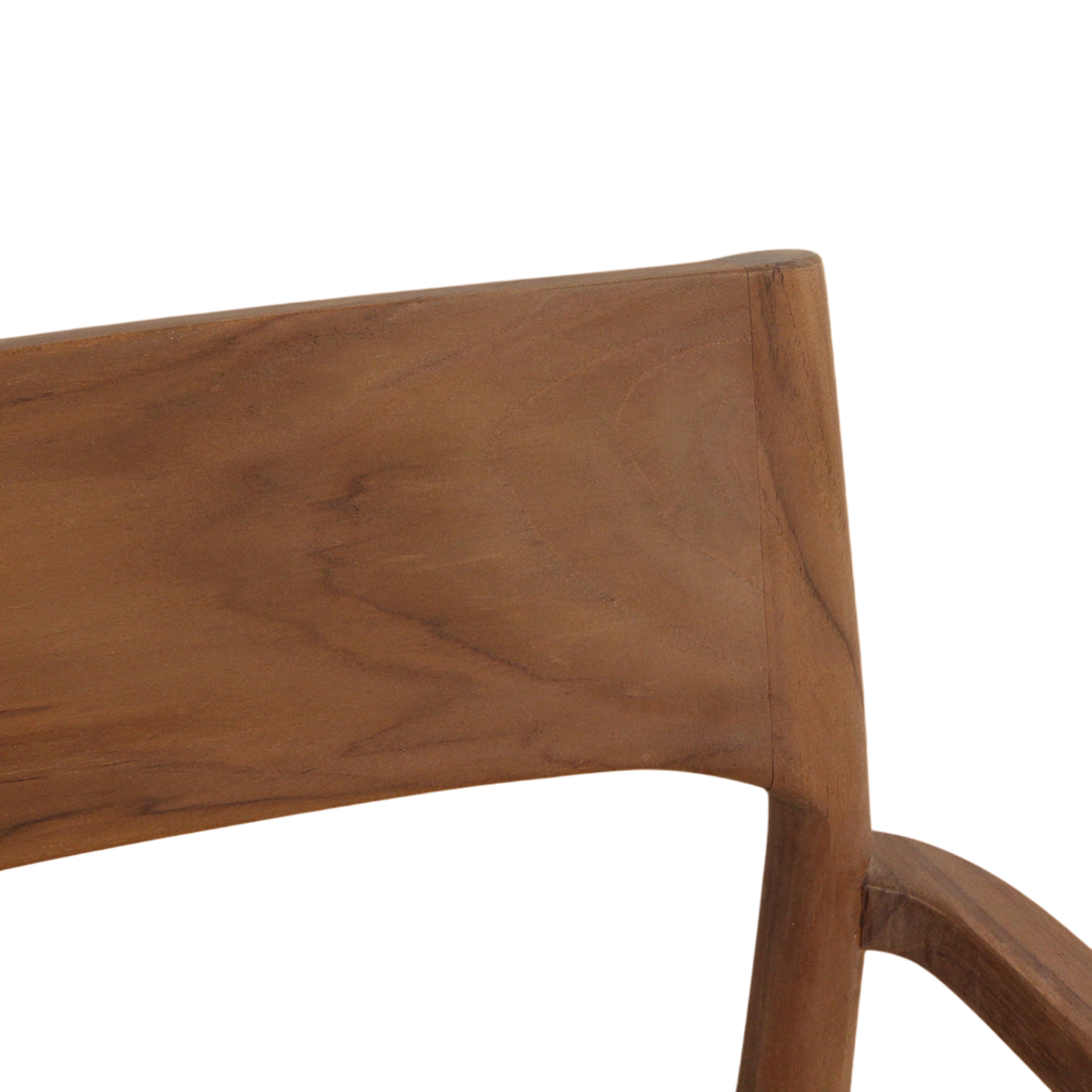 Dossier de chaise en teck brun clair lisse à grain naturel