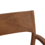 Dossier de chaise en teck brun clair lisse à grain naturel