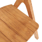 Chaise de salle à manger en teck naturel pour extérieur avec dossier courbé