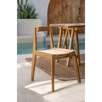 Chaise de salle à manger en teck recyclé naturel pour intérieur et extérieur
