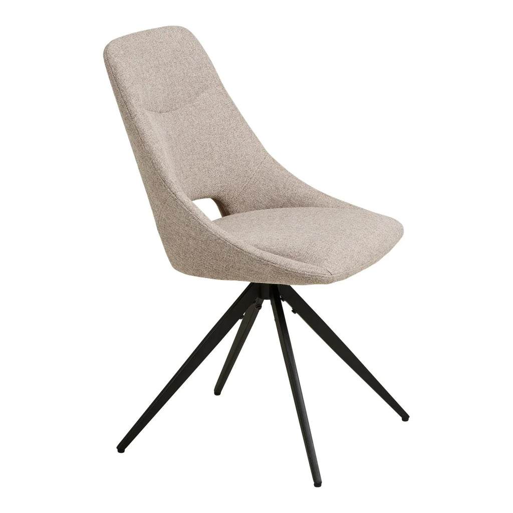 Chaise de salle à manger beige chiné, piétement noir étoilé, set de 2