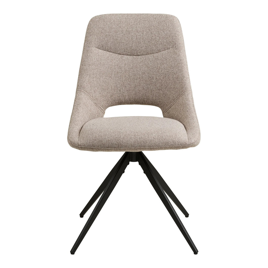 Chaise de salle à manger beige chiné avec piètement noir, lot de 2