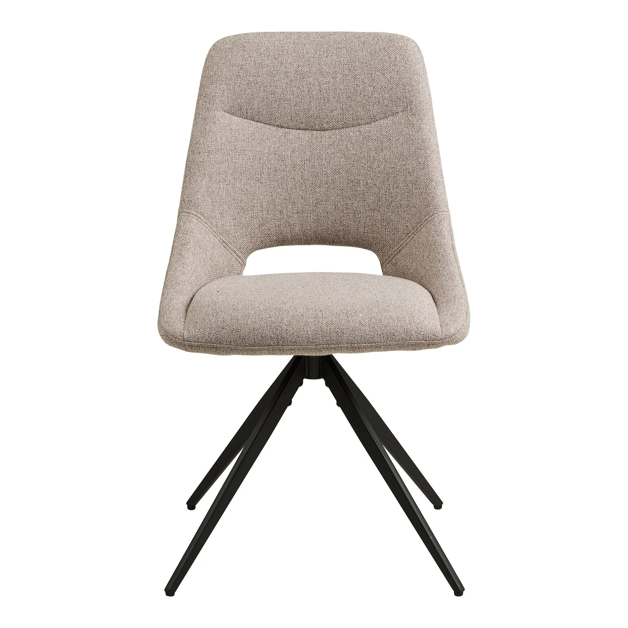 Chaise de salle à manger beige chiné avec piètement noir, lot de 2