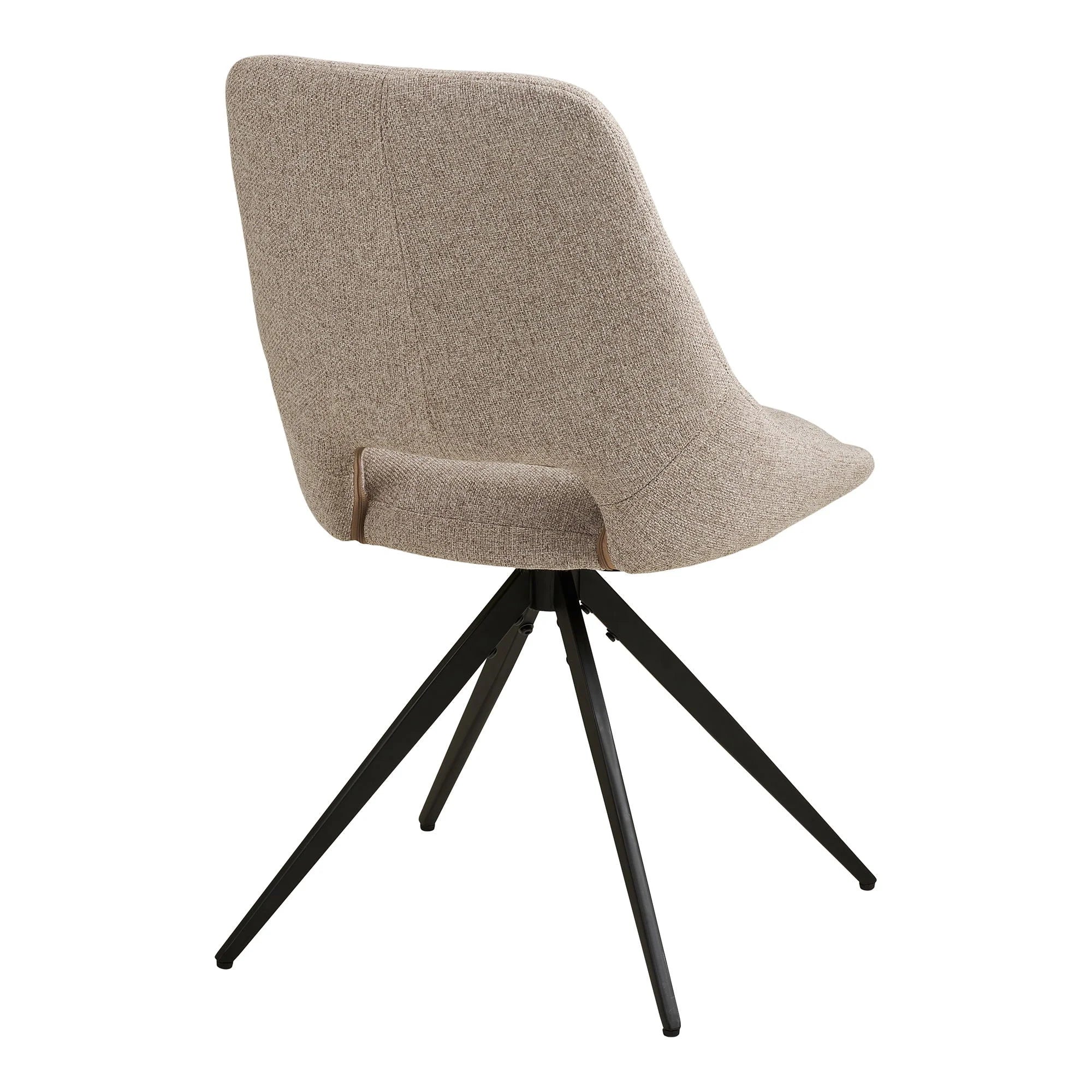 Chaise de salle à manger en tissu beige chiné avec piétement noir, lot de 2