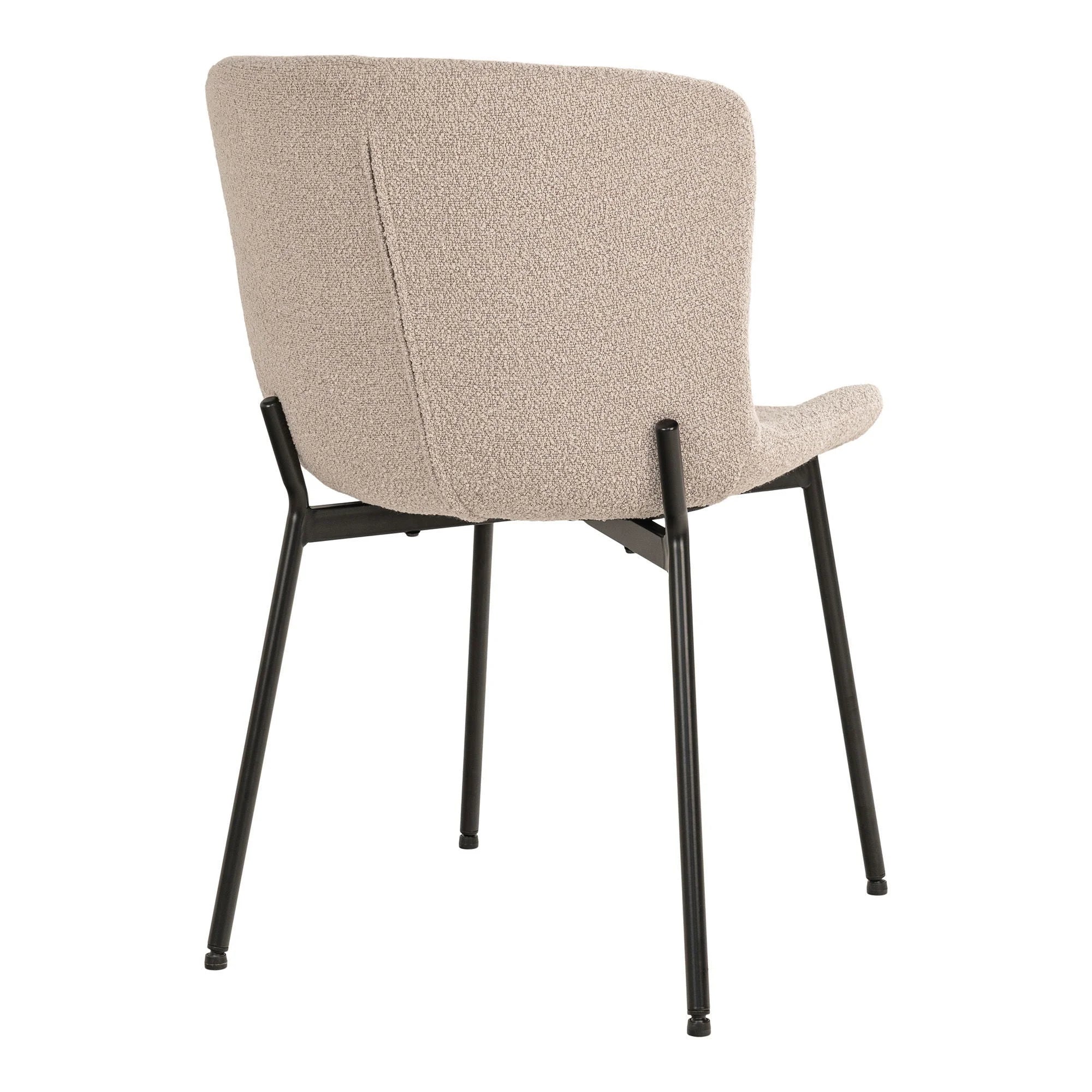 Chaise de salle à manger en tissu bouclé beige avec pieds noirs, lot de 2