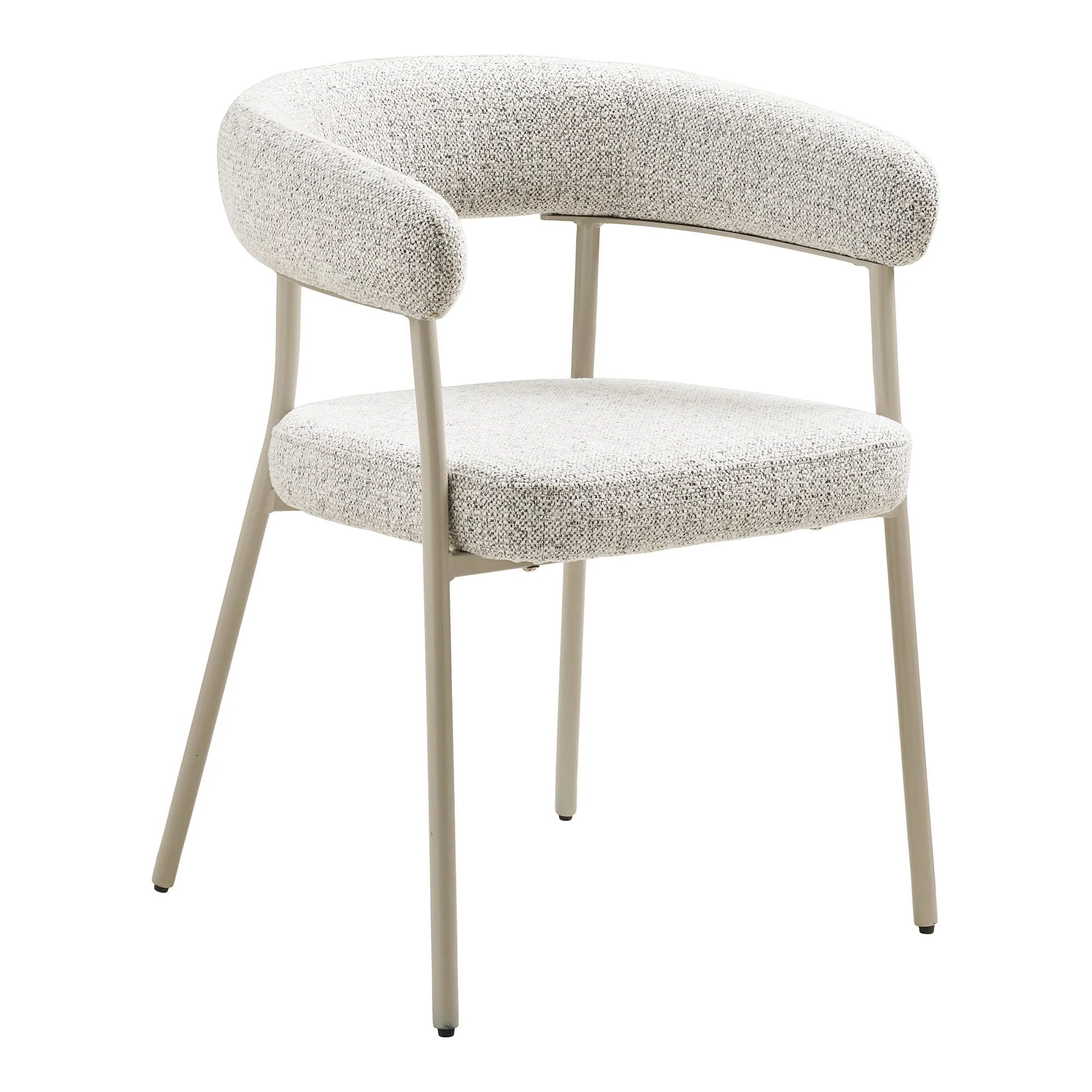 Lot de 2 chaises salle à manger en tissu bouclé sable avec accoudoirs beige texturé et pieds métal fins