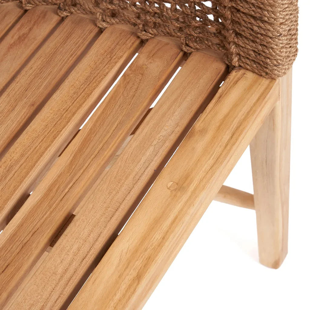 Chaise de salle à manger Tugu Extérieur en bois avec détails en corde compatible extérieur