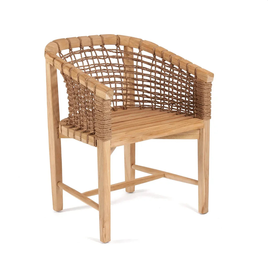 Chaise en bois avec dossier tissé pour la salle à manger Tugu Extérieur