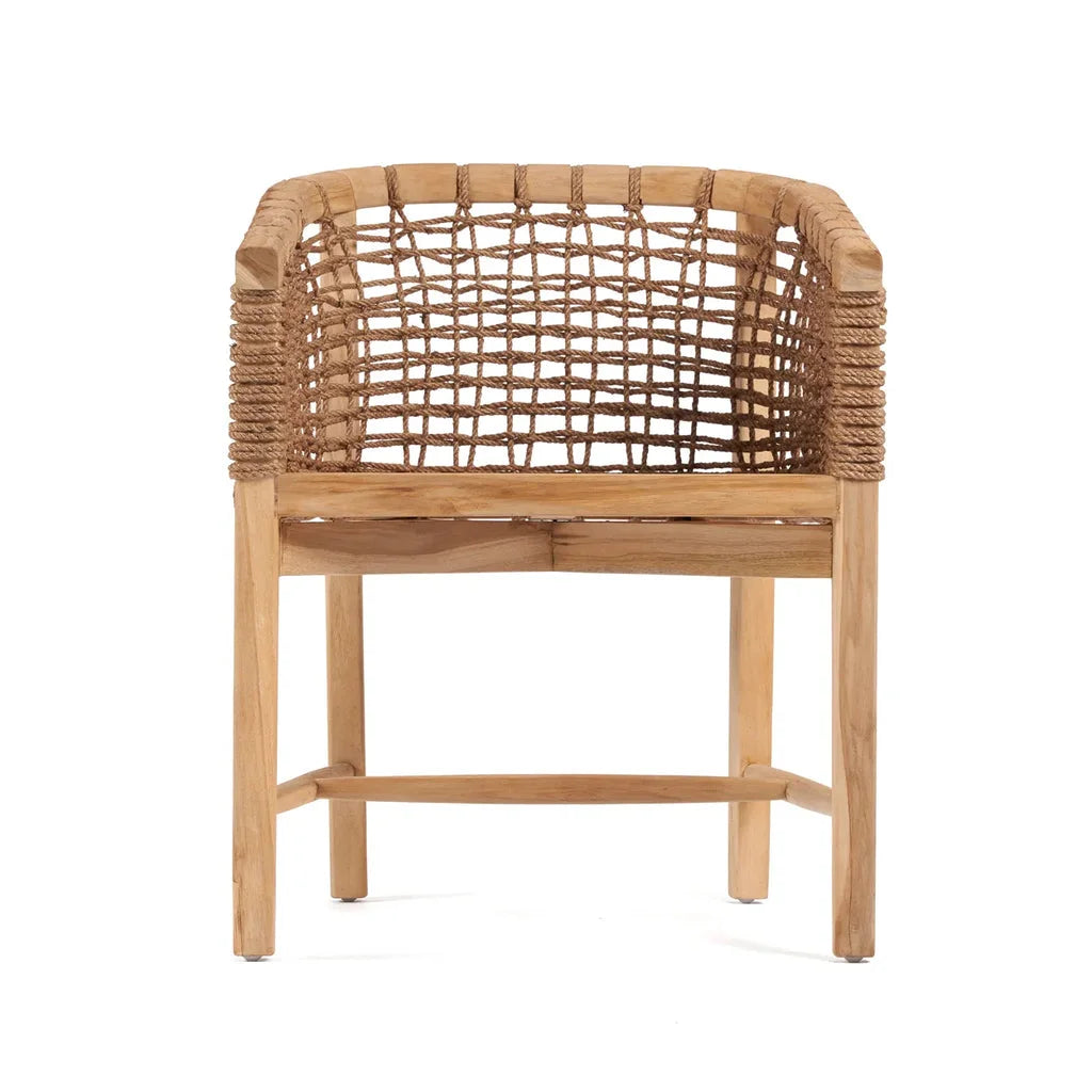 Chaise en bois tressé avec dossier en bois pour la salle à manger extérieure Tugu
