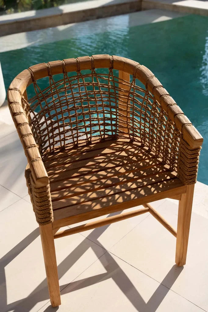 Chaise en bois tressé pour salle à manger Tugu Extérieur