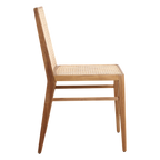 Chaise en teck et cannage naturel pour salle à manger – Lot de 2