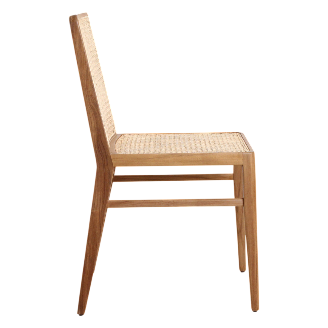 Chaise en teck et cannage naturel pour salle à manger – Lot de 2