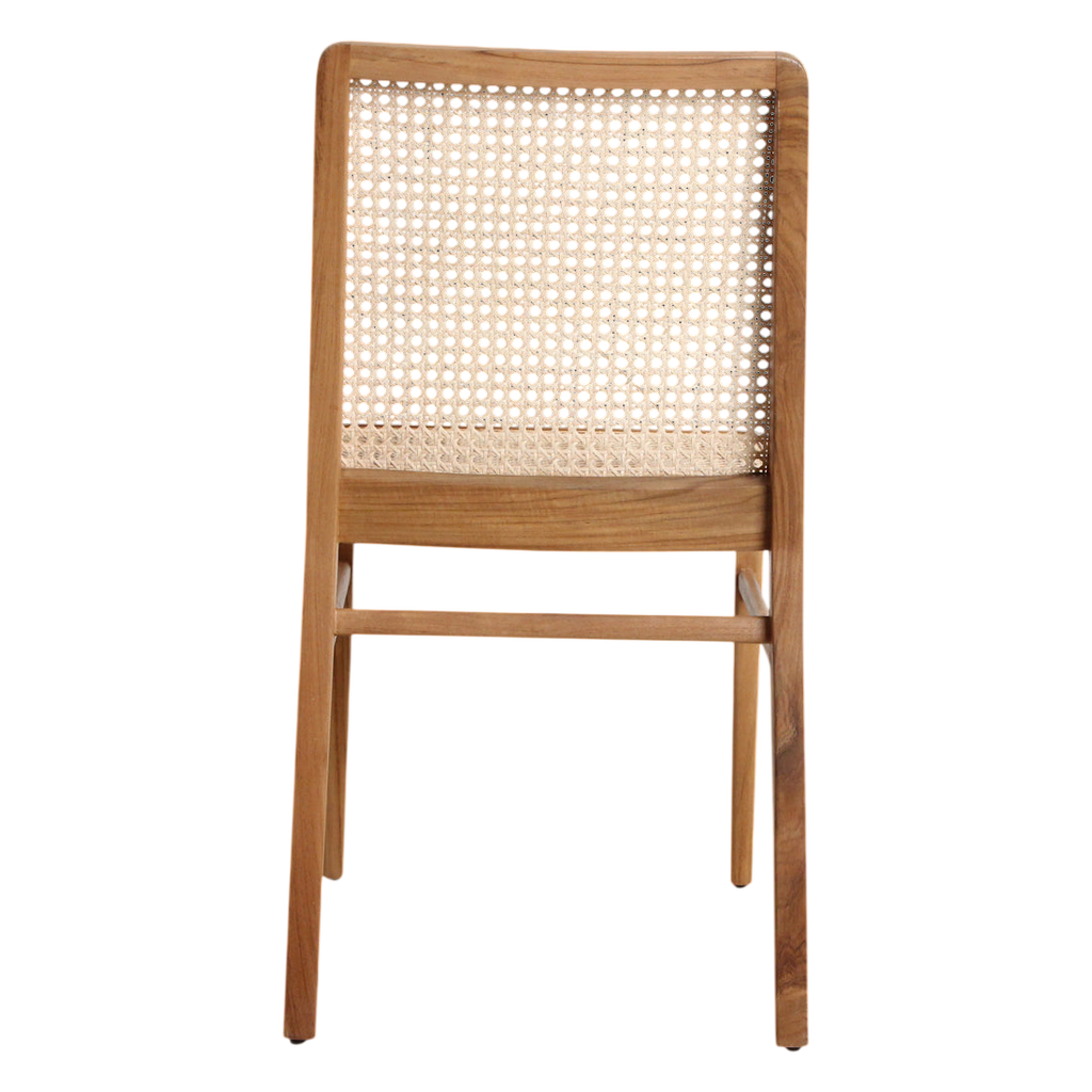 Chaise en teck et cannage naturel pour salle à manger – Lot de 2