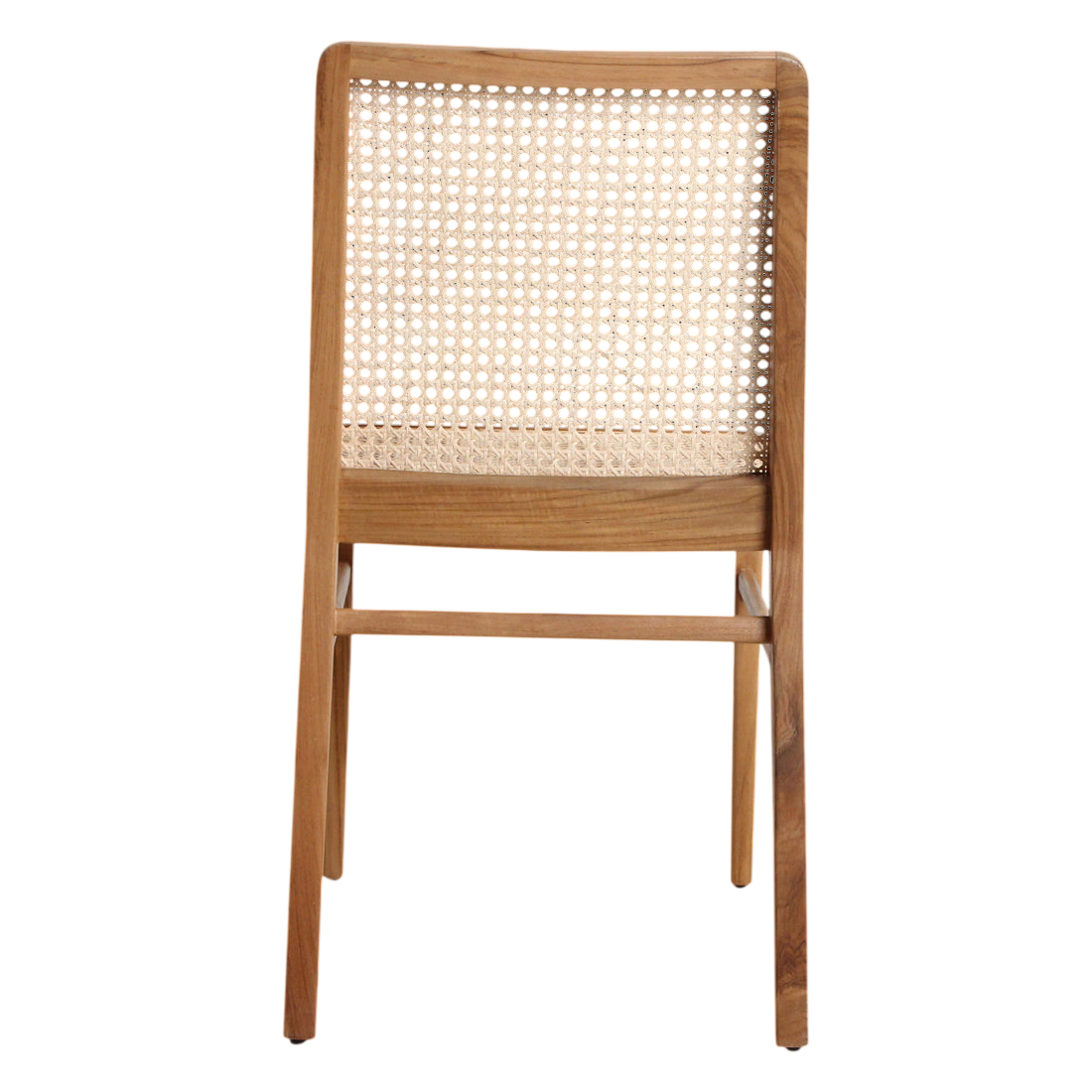 Chaise en teck et cannage naturel pour salle à manger – Lot de 2