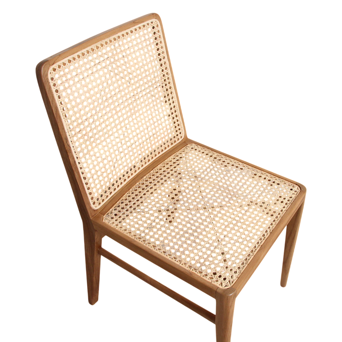 Chaise en teck et cannage naturel pour salle à manger – Lot de 2