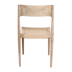 Lot de 2 chaises en teck clair avec corde tressée, minimalistes