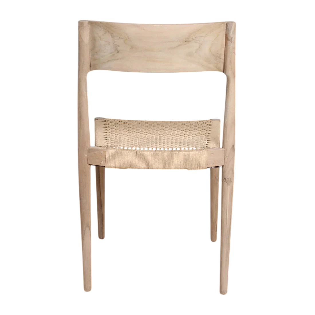 Lot de 2 chaises en teck clair avec corde tressée, minimalistes