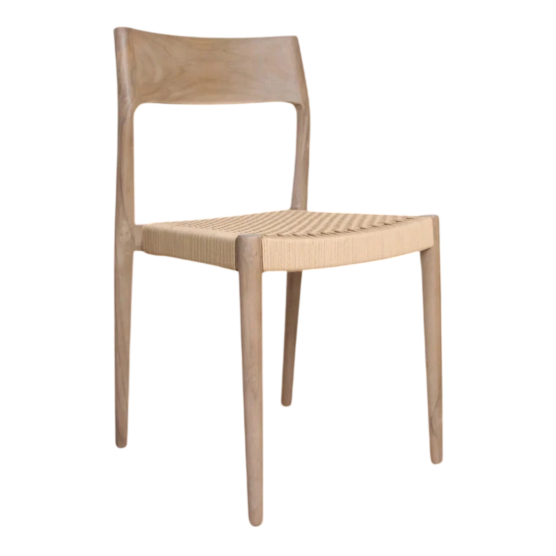 Chaise en teck clair et corde tressée, lot de 2, minimaliste