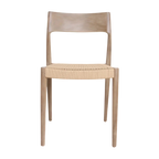 Chaise en teck clair et corde tressée minimaliste, lot de 2 pour jardin