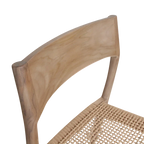 Chaise en teck clair avec dossier courbé et siège en corde tressée, lot de 2