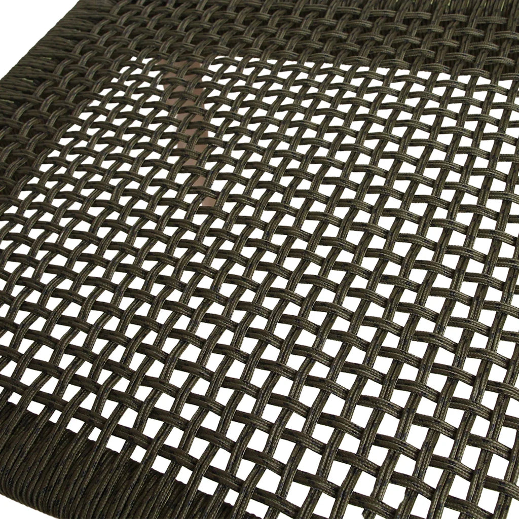 Tissu maille vert olive foncé tissé sur chaise en teck clair avec accoudoirs, lot de 2