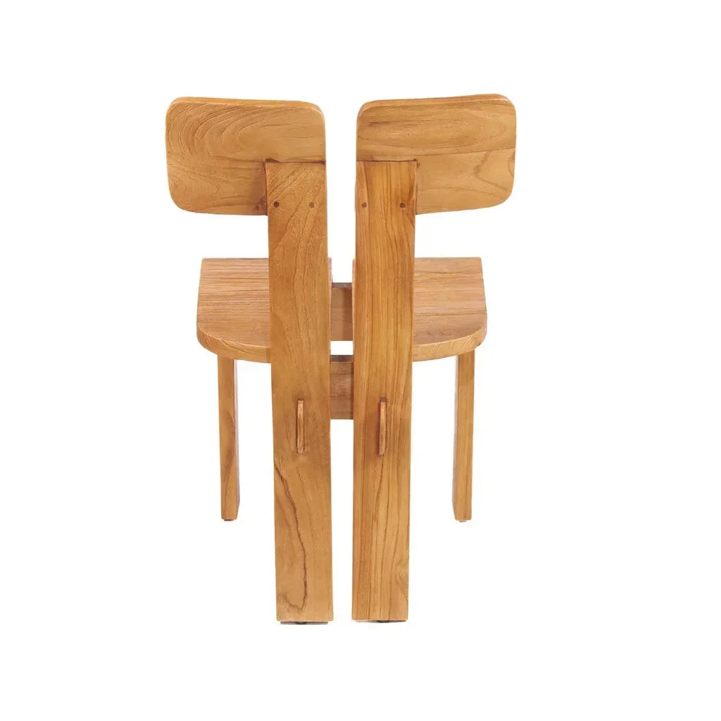 Chaise en bois de teck avec soutien dorsal pour salle à manger