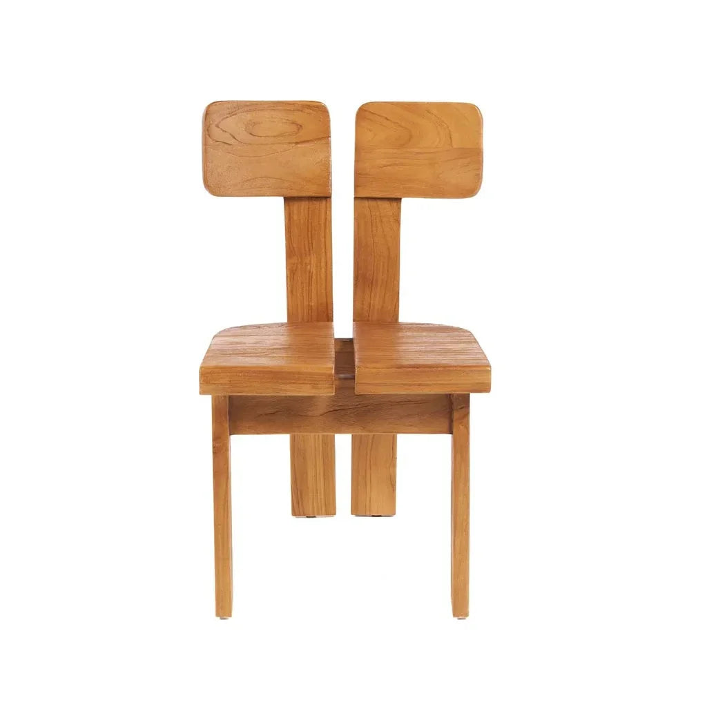 Chaise en bois de teck massif avec siège et dossier divisé pour salle à manger
