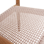 Assise en corde beige sur chaise en teck naturel avec accoudoirs, lot de 2