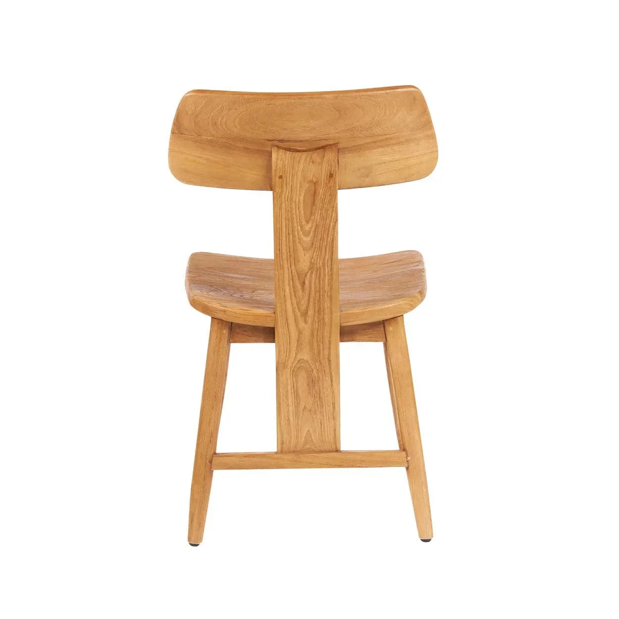 Chaise en teck naturel avec assise courbée et piètement compas renforcé