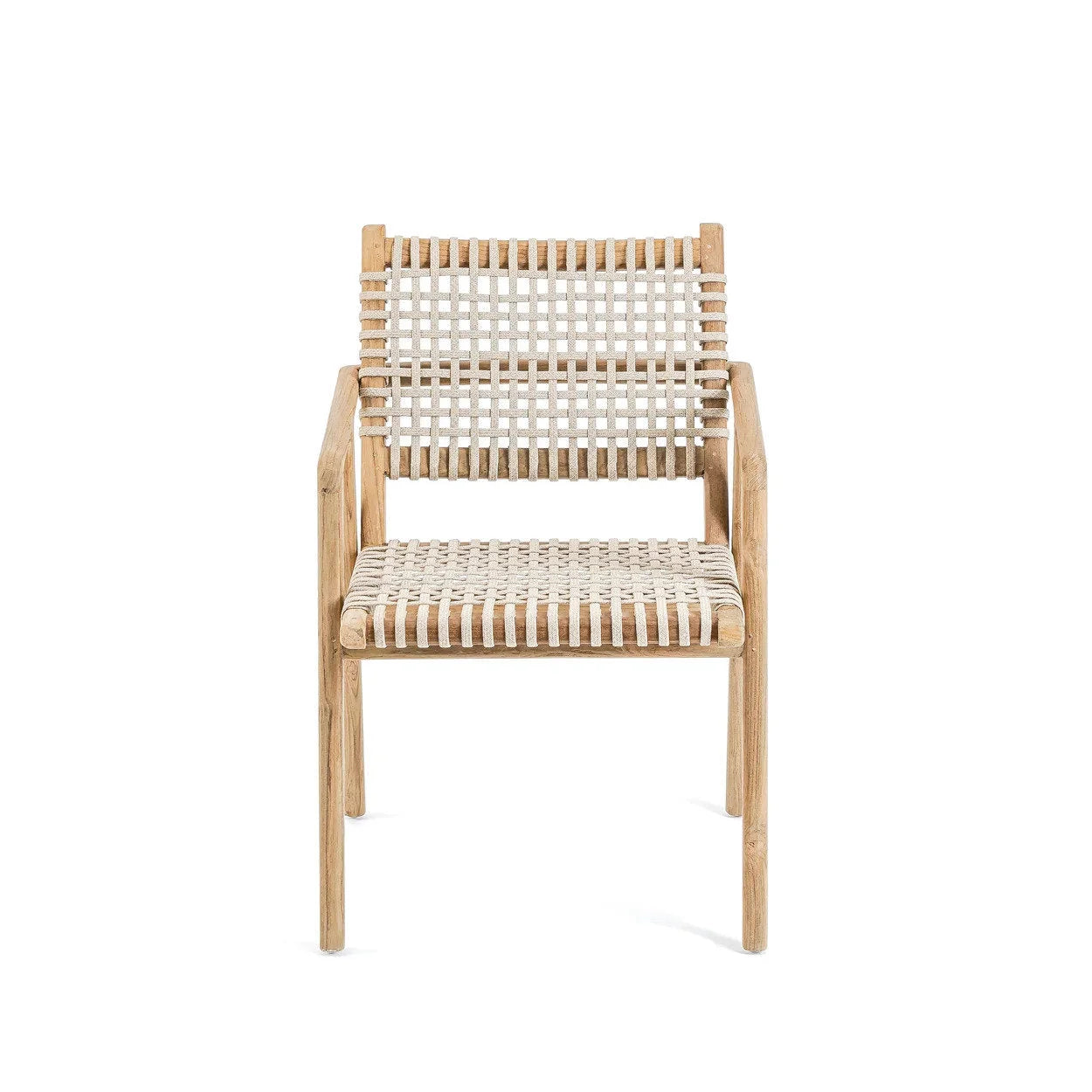 Chaise en teck recyclé avec accoudoirs – Naturel – 54x52 cm