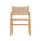 Chaise en teck recyclé avec siège et dossier en corde tressée naturelle