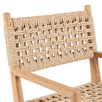 Chaise en teck recyclé avec dos en corde tressée naturelle et accoudoirs
