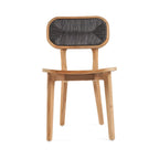 Chaise en teck recyclé avec dossier corde noire 80 cm