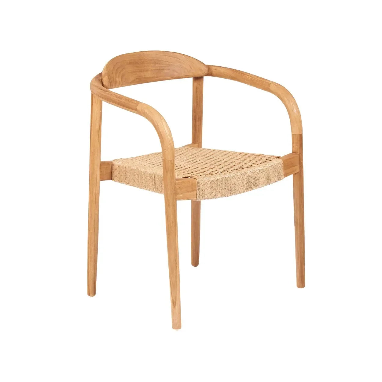 Fauteuil en bois recyclé avec siège tissé, chaise de jardin naturelle 55x64 cm