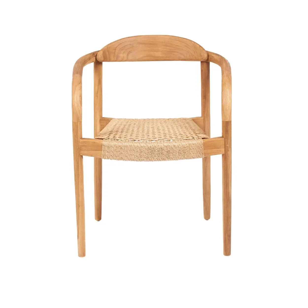 Chaise en teck recyclé avec siège tissé pour extérieur 55x64 cm naturelle