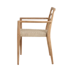 Lot de 2 chaises de jardin en teck clair avec accoudoirs et assise tressée