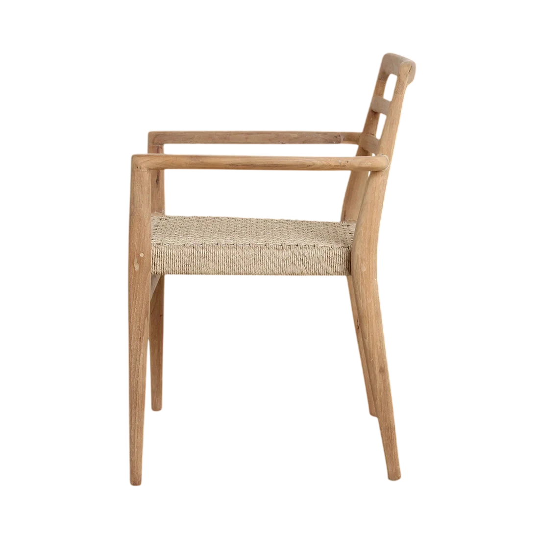 Lot de 2 chaises de jardin en teck clair avec accoudoirs et assise tressée