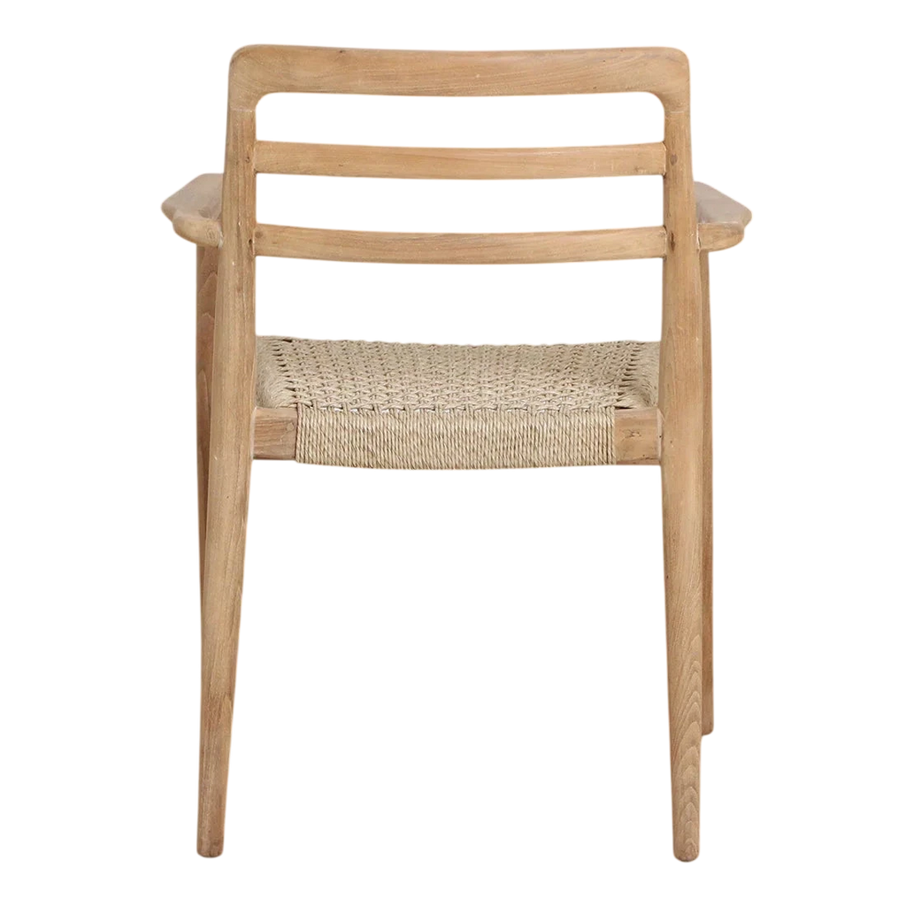 Chaises de jardin en teck clair avec assise et dossier tressés, lot de 2