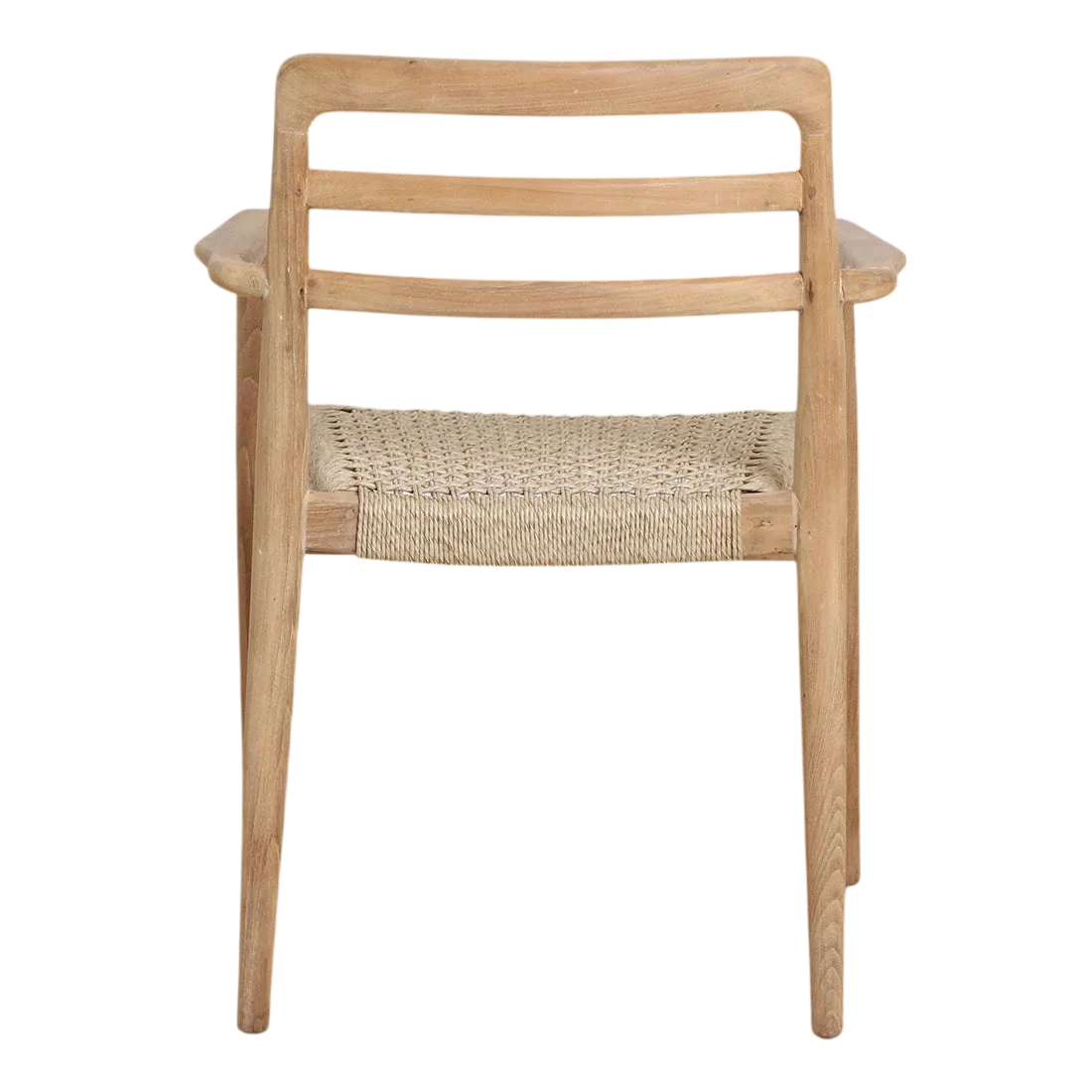 Chaises de jardin en teck clair avec assise et dossier tressés, lot de 2