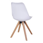 Chaise de salle à manger blanche en plastique avec pieds en bois clair, lot de 2