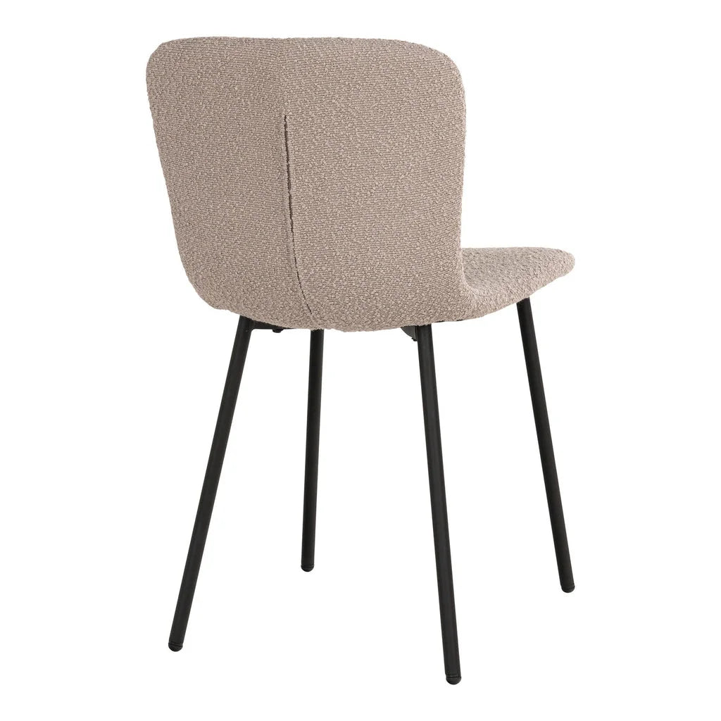 Chaise en tissu bouclé beige avec pieds noirs, lot de 4, style moderne et élégant