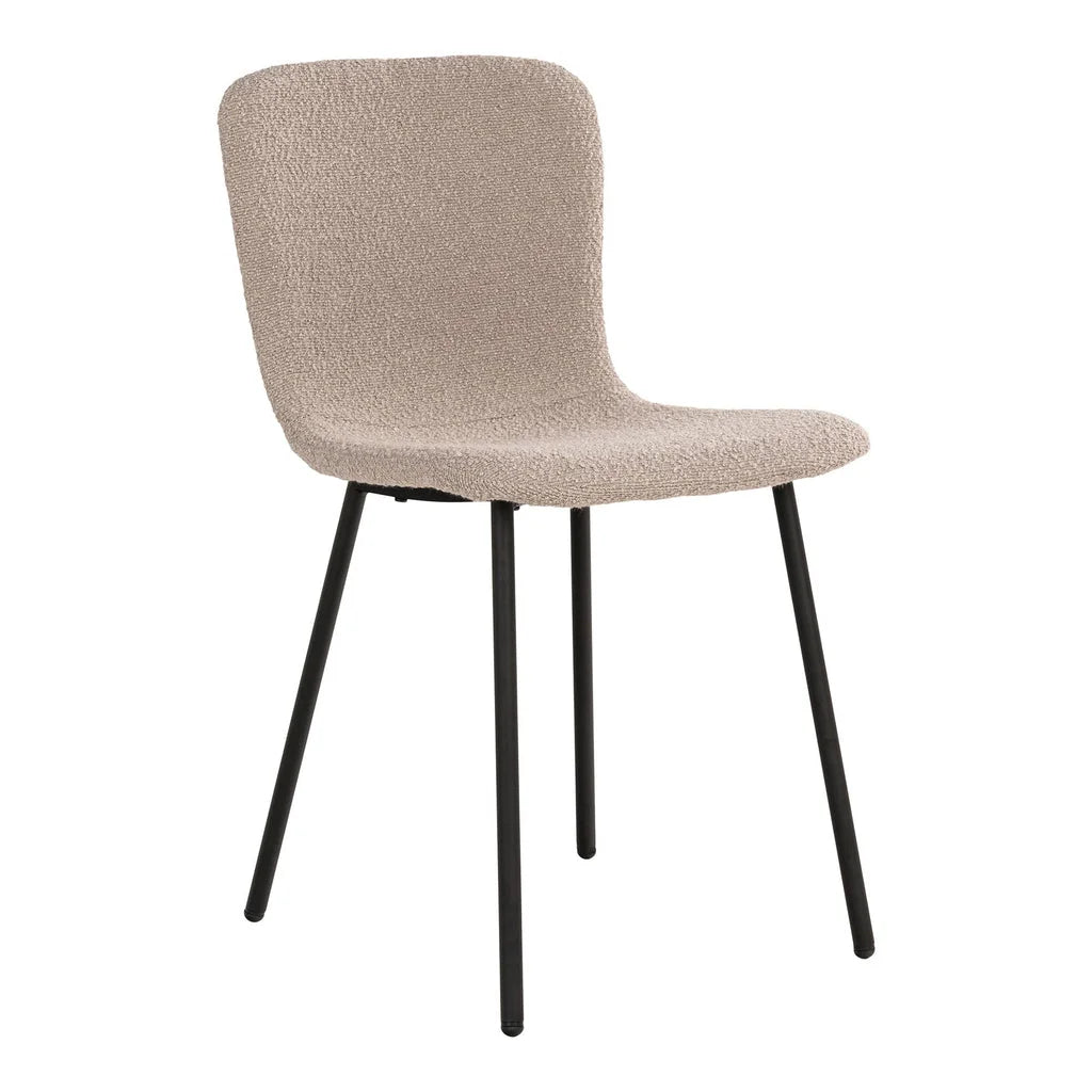 Chaise en tissu bouclé beige avec pieds noirs, lot de 4, style moderne et cosy