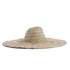 Chapeau de paille en jacinthe d’eau naturel à bord XXL souple beige tressé